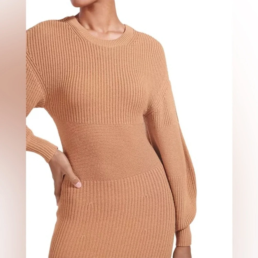 STAUD Marylebone Sweater Dress in Camel - Picture 3 of 14